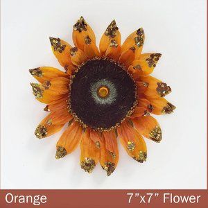 Orange Sunflower clip autumn fall decor Accent Sparkle Artificial Gold Glitter